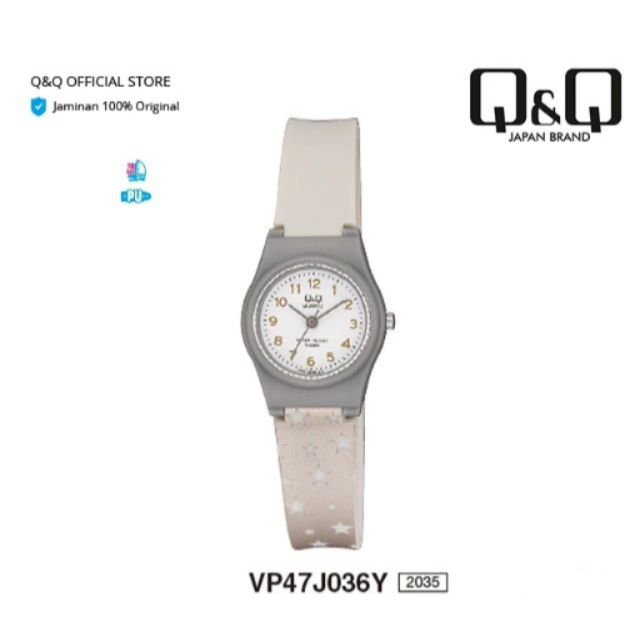Jam Tangan Q&Q VP47 Original Wanita Analog Rubber Tali Karet Cewek QQ Water Resist Watch