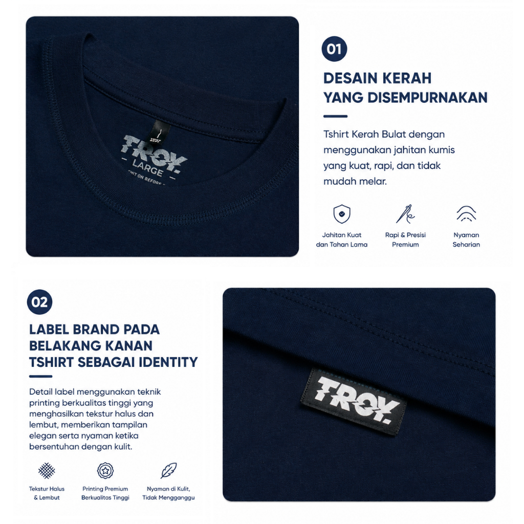 Troy Company Tshirt Navy Burnt Abstrak - Kaos Pria Lengan Pendek Biru Navy MTD 3448