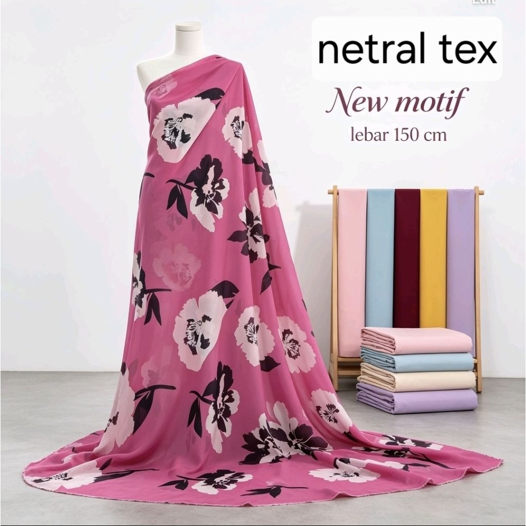 kain sifon motif-kain sifon motif bunga premium-kain chiffon motif bunga premium