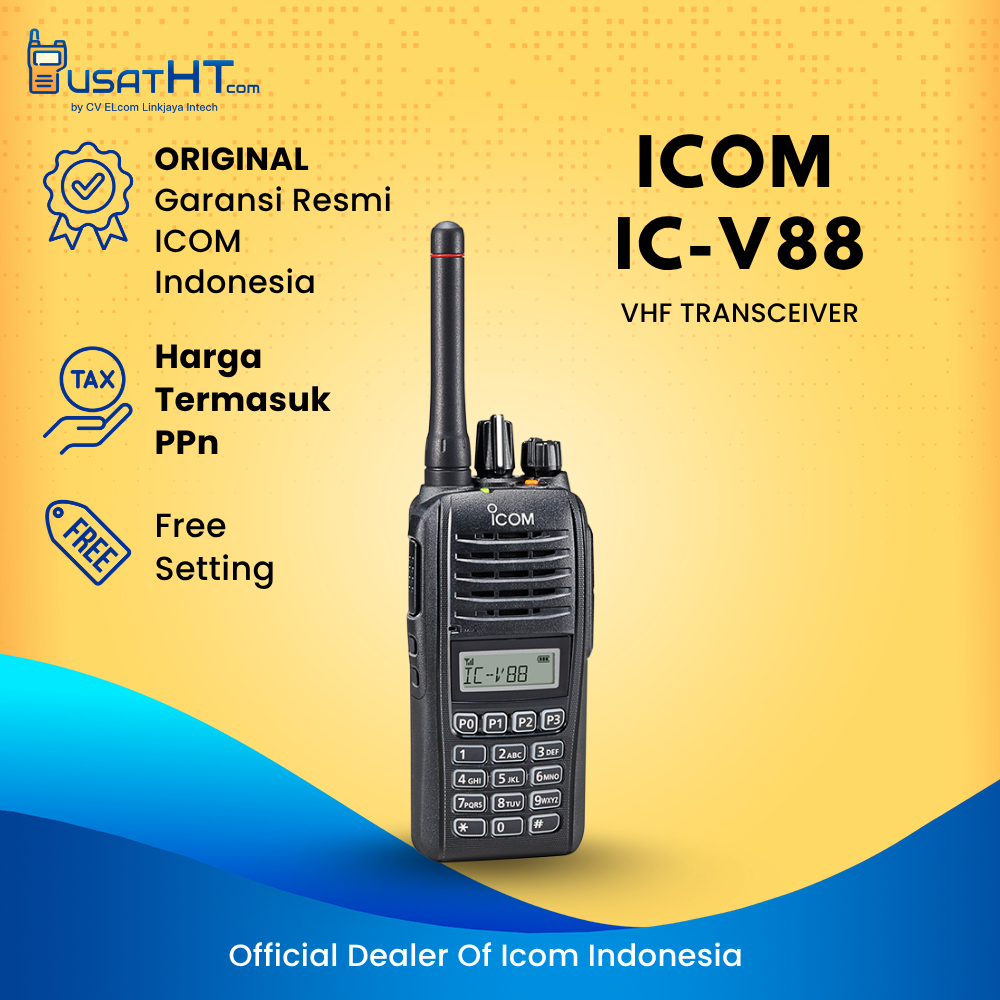 Radio HT ICOM IC-V88 VHF Walkie Talkie 5W Output Power IP67 Resmi Garansi 1 Tahun Antena