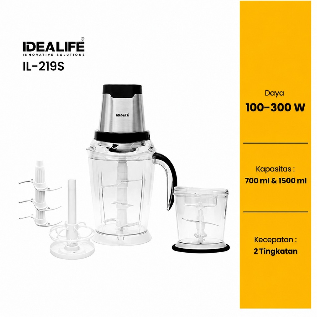 IDEALIFE Electric Chopper Double Bowl IL-219S  IDEALIFE