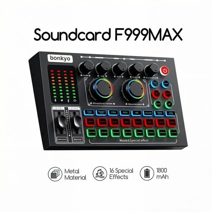 Bonkyo SoundCard Microphone Sound Audio Interface Mixer Sound Card Mixing Console Amplifier for Phon