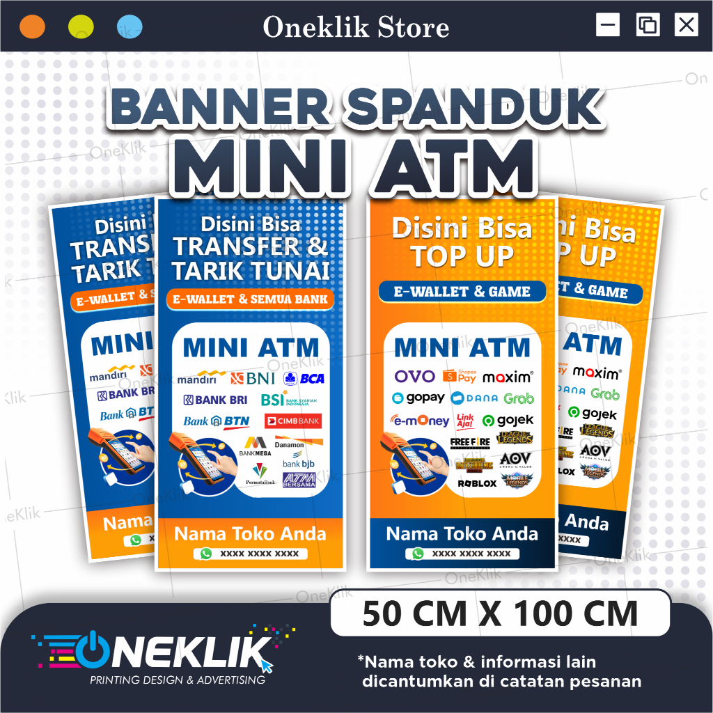 Banner Spanduk Mini ATM / Banner Brilink Murah / Spanduk Transfer - Oneklik.1