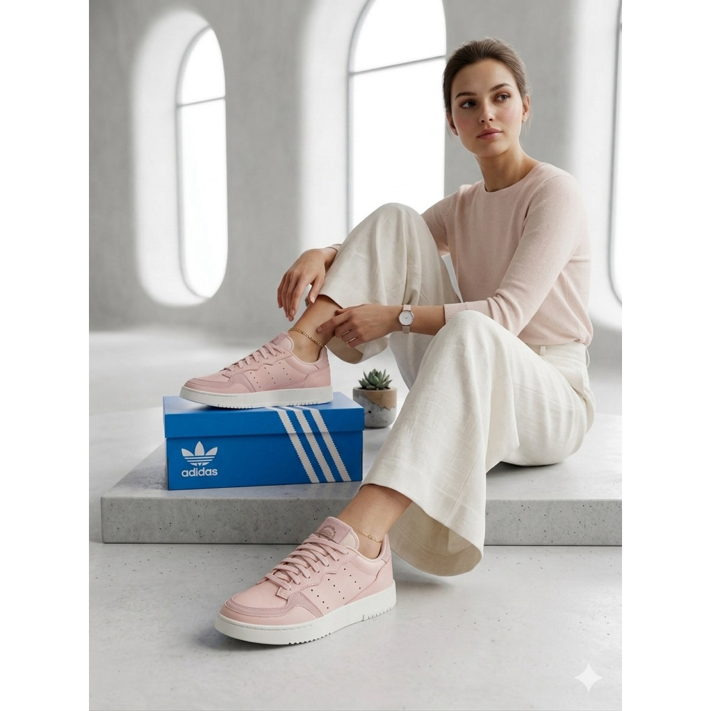 NWTA(NEGO)> Adidas Supercourt Leather Sneakers Ori - Pink/White (Alas kaki)Preloved/2nd/Second/Bekas