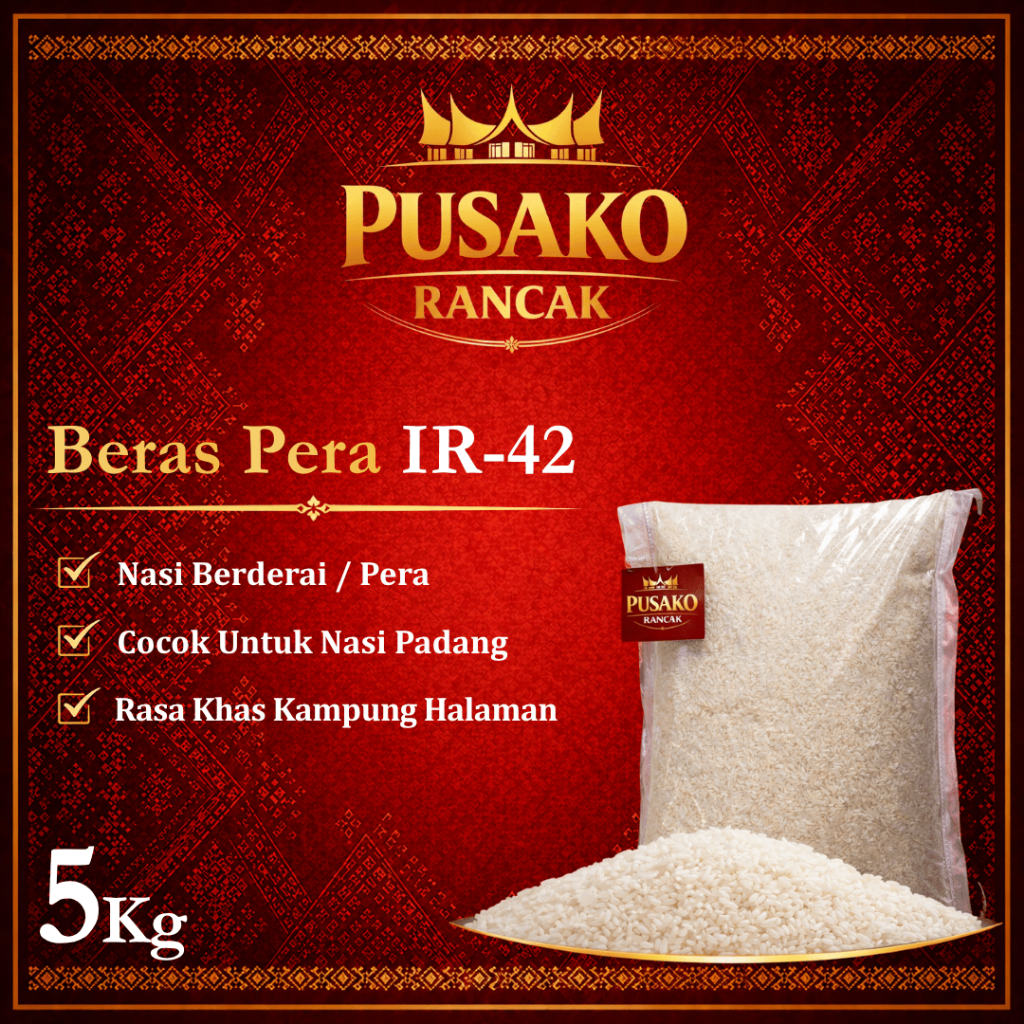 Beras Pera Minang PUSAKO RANCAK 5 kg - Beras Pera - Beras IR42 - Solok - Beras Premium - Beras 5kg