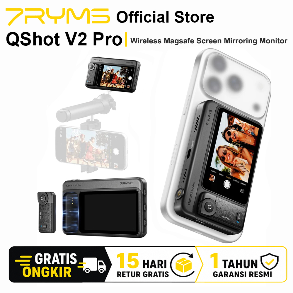 Screen Mirroring Monitor 7RYMS QShot V2 PRO Vlog Wireless Magsafe Phone Rear Camera 4K60Hz Display u