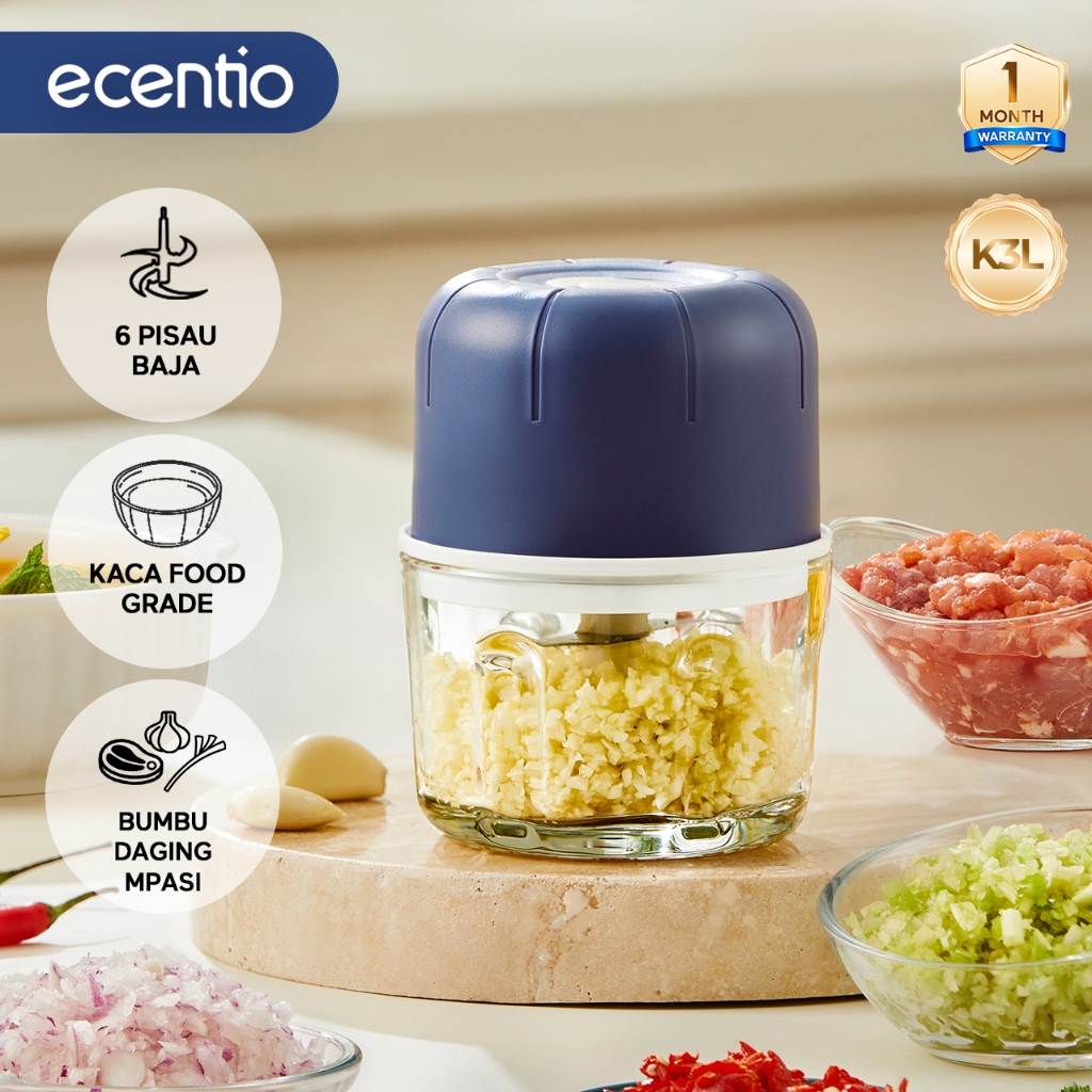 ecentio kaca blender 6 pisau coper daging dan bumbu 250ml peralatan dapur chopper blender mini blend