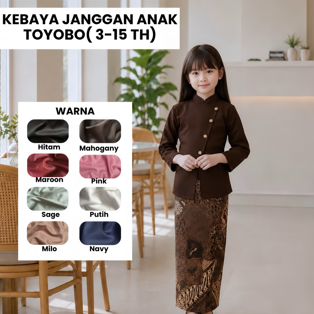 JANGGAN TOYOBO ANAK PANJANG KEBAYA ANAK TOYOBO LENGAN PANJANG KEBAYA ANAK PEREMPUAN
