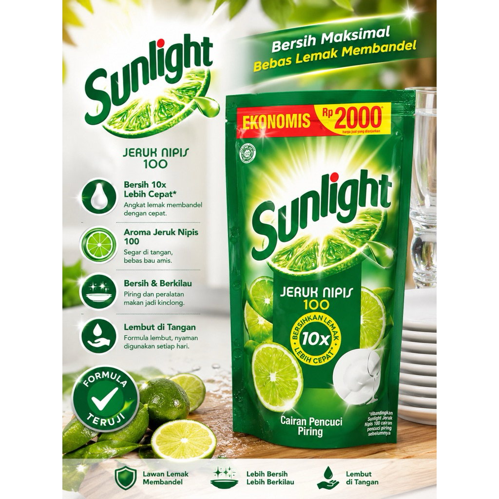Sunlight 90ML / Sunlight Sabun cuci piring 90ml / Sabun cuci piring Sunlight Jeruk Nipis 90ml