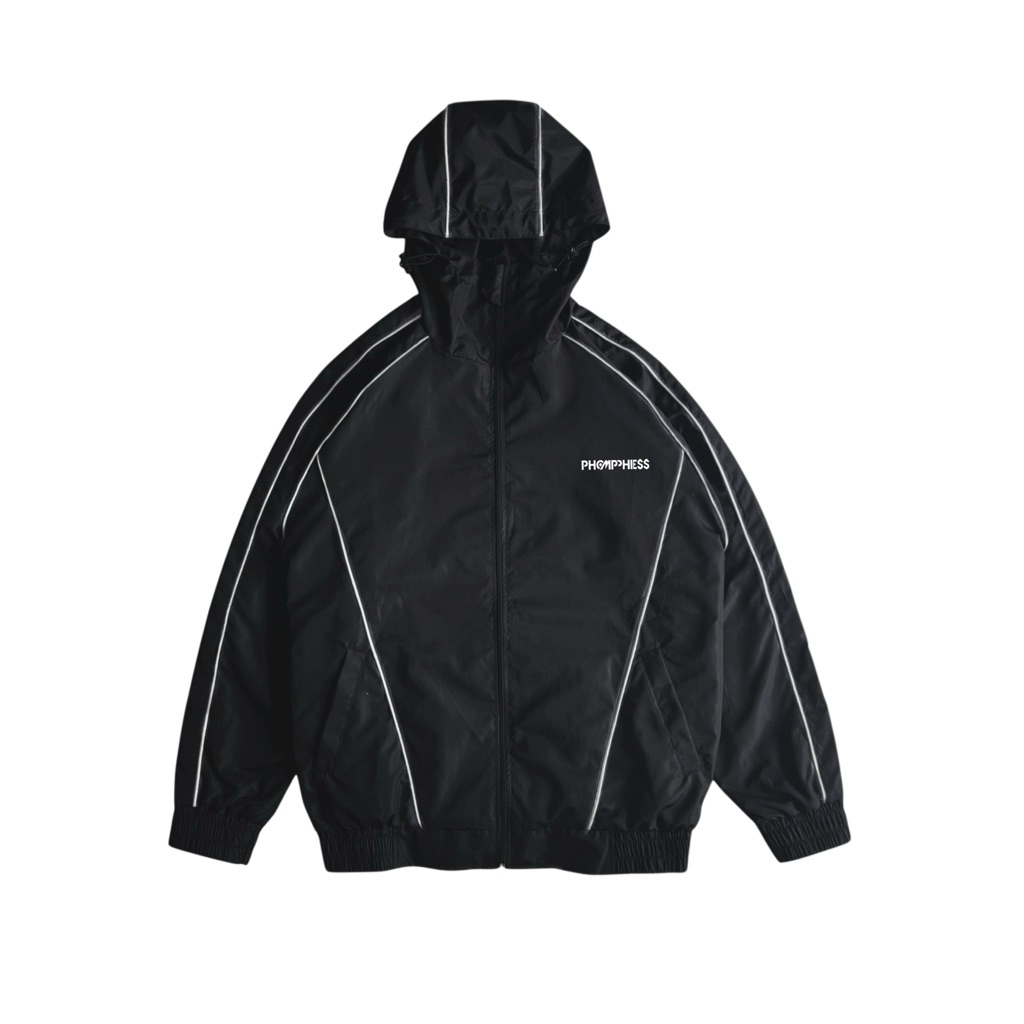 Jaket Tracktop Reflective Jaket Tracksuit Running Black