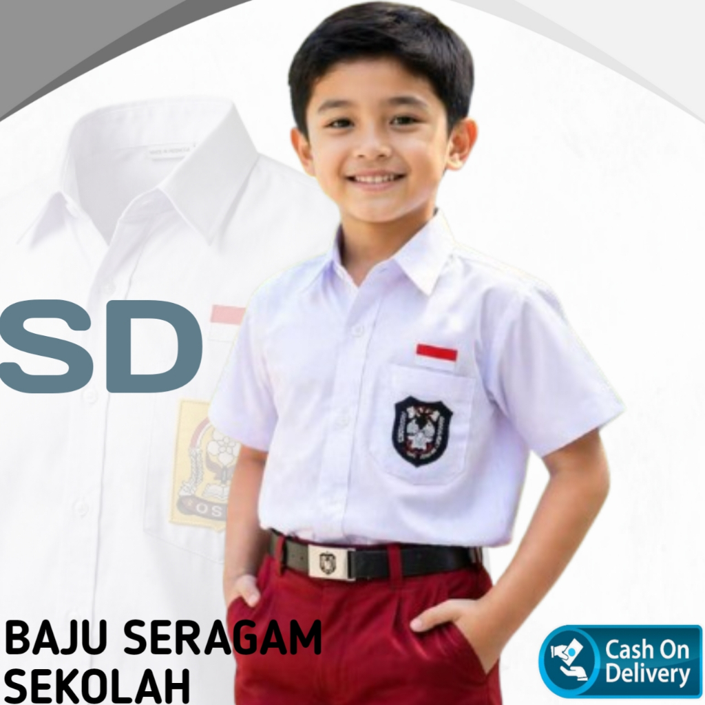 Baju Seragam Sekolah SD Putih Lengan Pendek - Nyaman, Berkualitas, Tidak Tembus Pandang