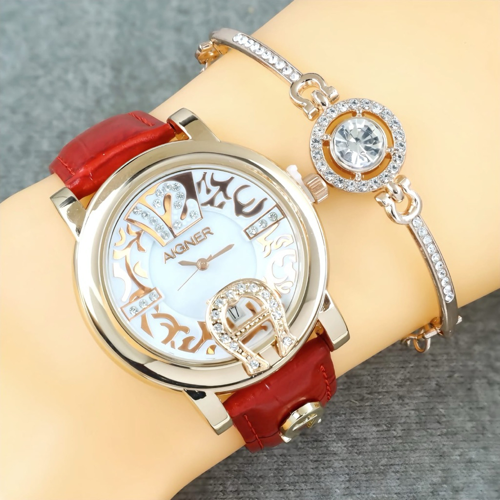 Jam Tangan Wanita Aigner-Genua Due 6354 Kulit ( Free Gelang & Box Aigner )