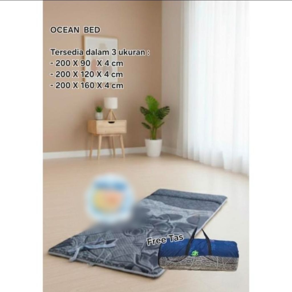 Kasur lantai gulung/Kasur lipat busa/kasur lantai busa/kasur lantai gulung busa (free tas) OCEAN BED