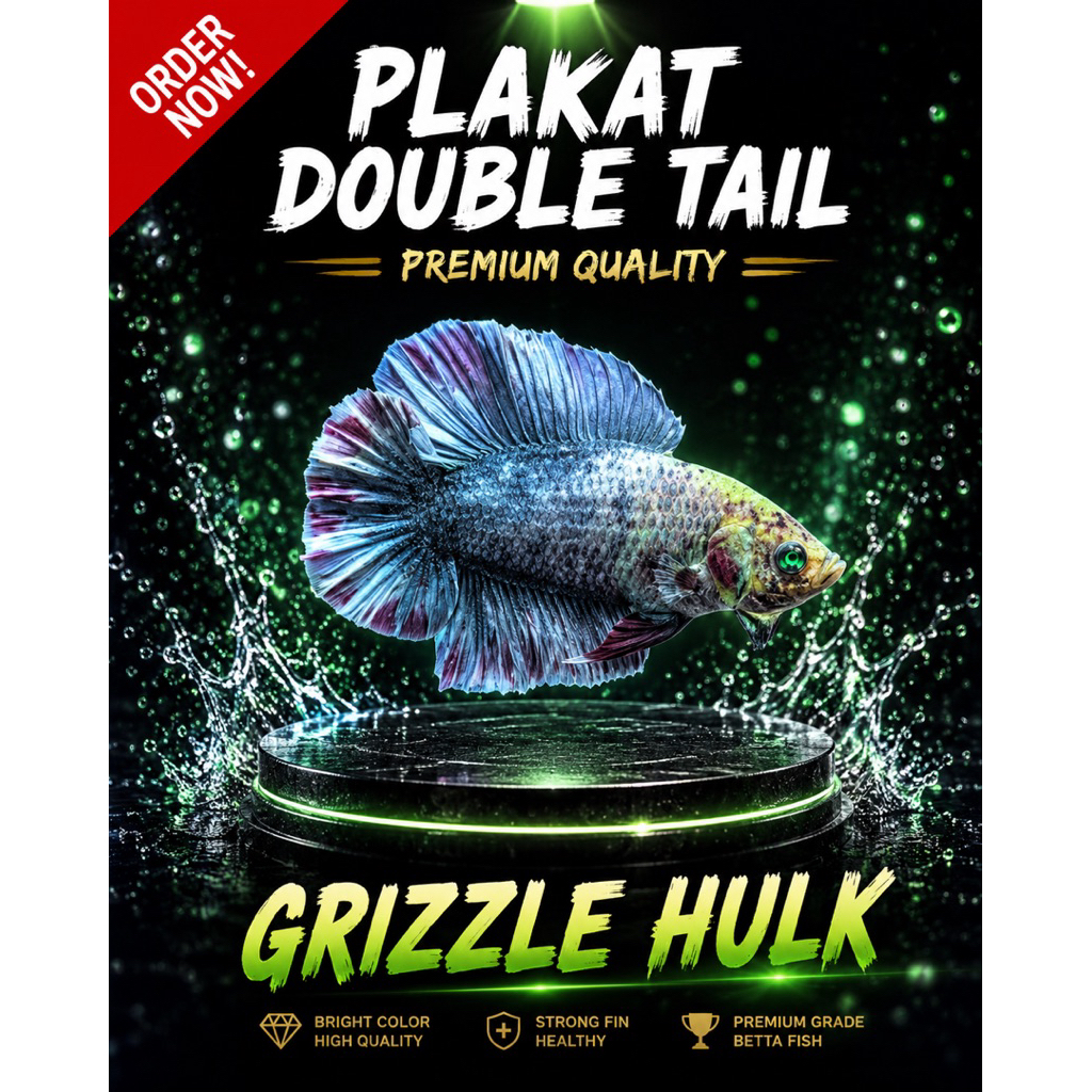 ikan cupang plakat double tail hulk grizzle
