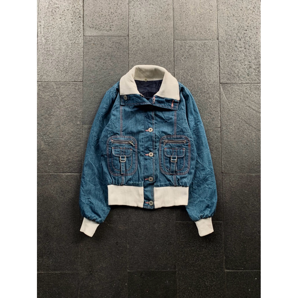 VINTAGE BLANK DENIM BOMBER JACKET