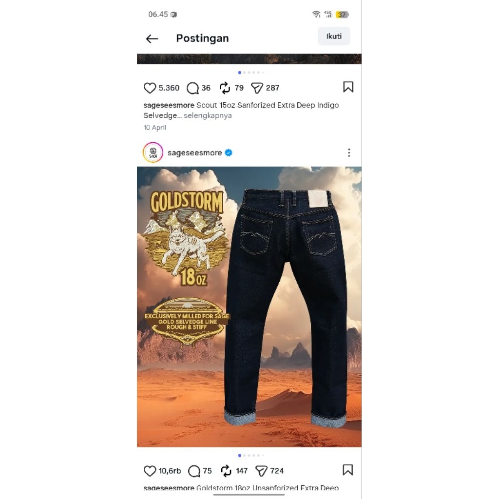 Celana denim 25oz