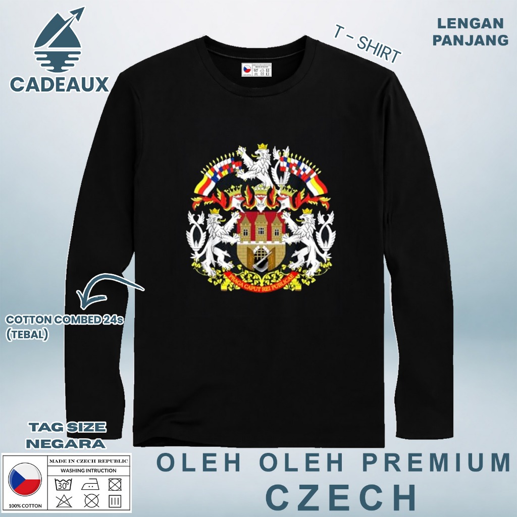 Kaos Lengan Panjang Oleh Oleh CZECH 11 PAKAI TAG NEGARA ASAL CZECH  T-Shirt Cotton Combed 24s SOUVEN