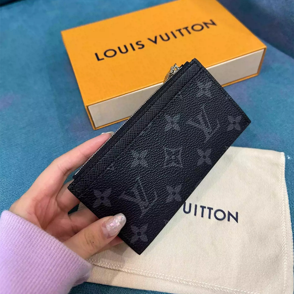 Tas kartu Louis Vuitton COIN bekas dari Prancis, model M30271, berbahan kulit sapi dengan motif Mono
