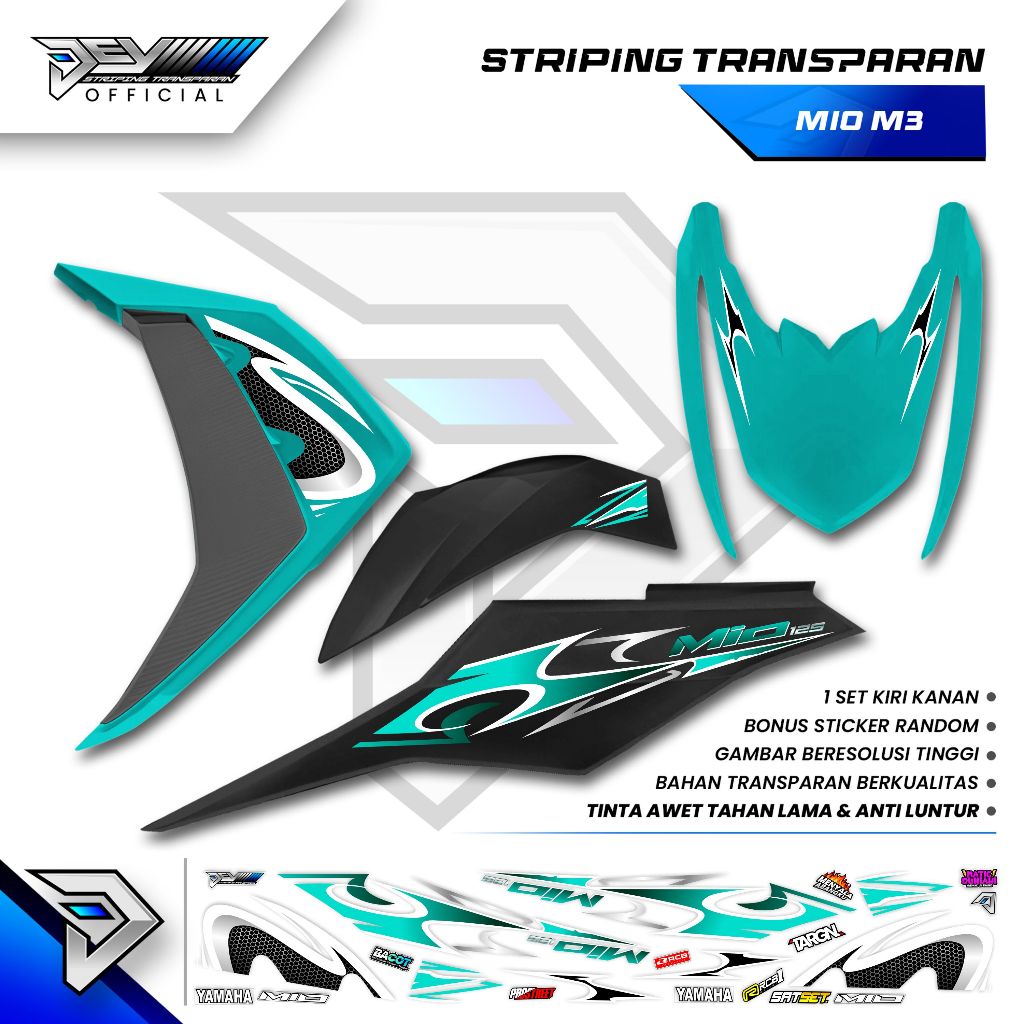 STRIPING TRANSPARAN MIO M3 | MOTIF CARBON | STICKER BODY YAMAHA MIO M3