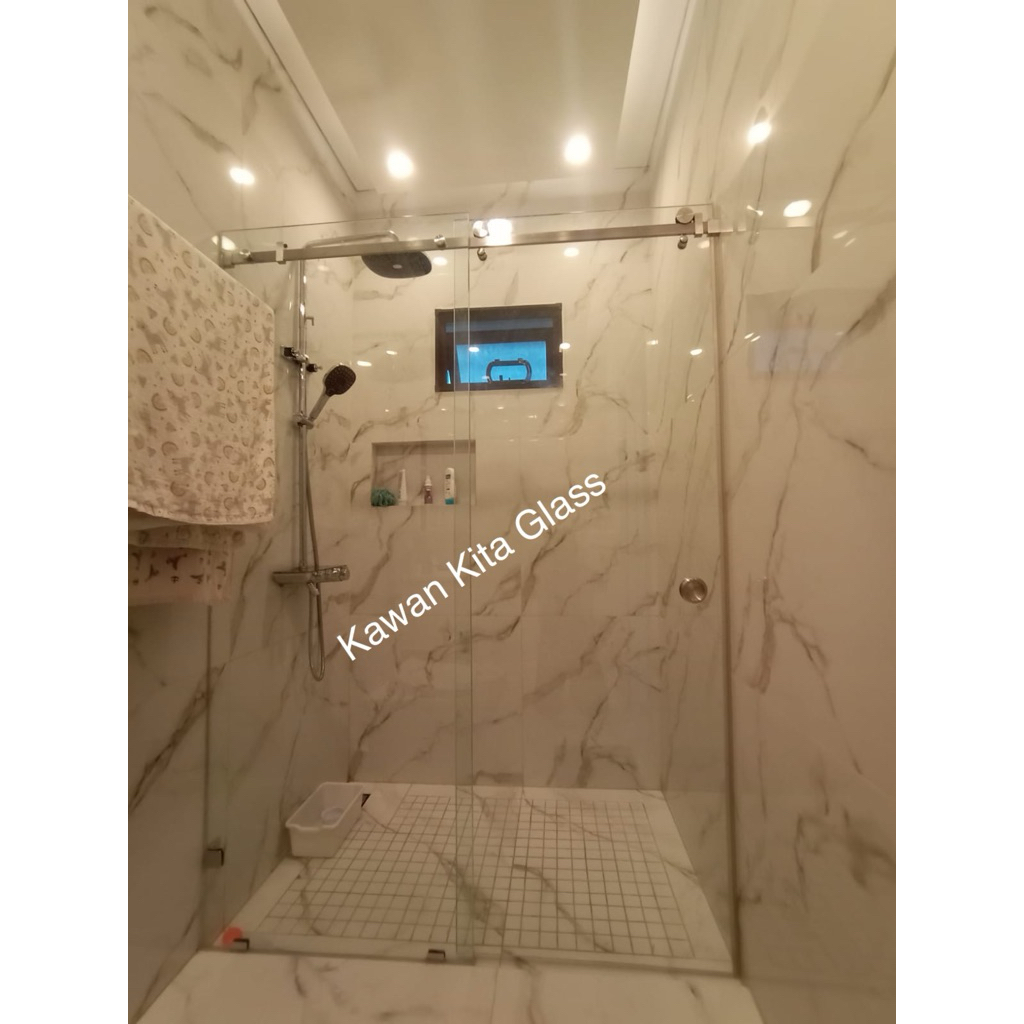 kaca sliding kamar mandi / pintu kaca sliding kamar mandi / partisi sliding shower box / sekat slidi