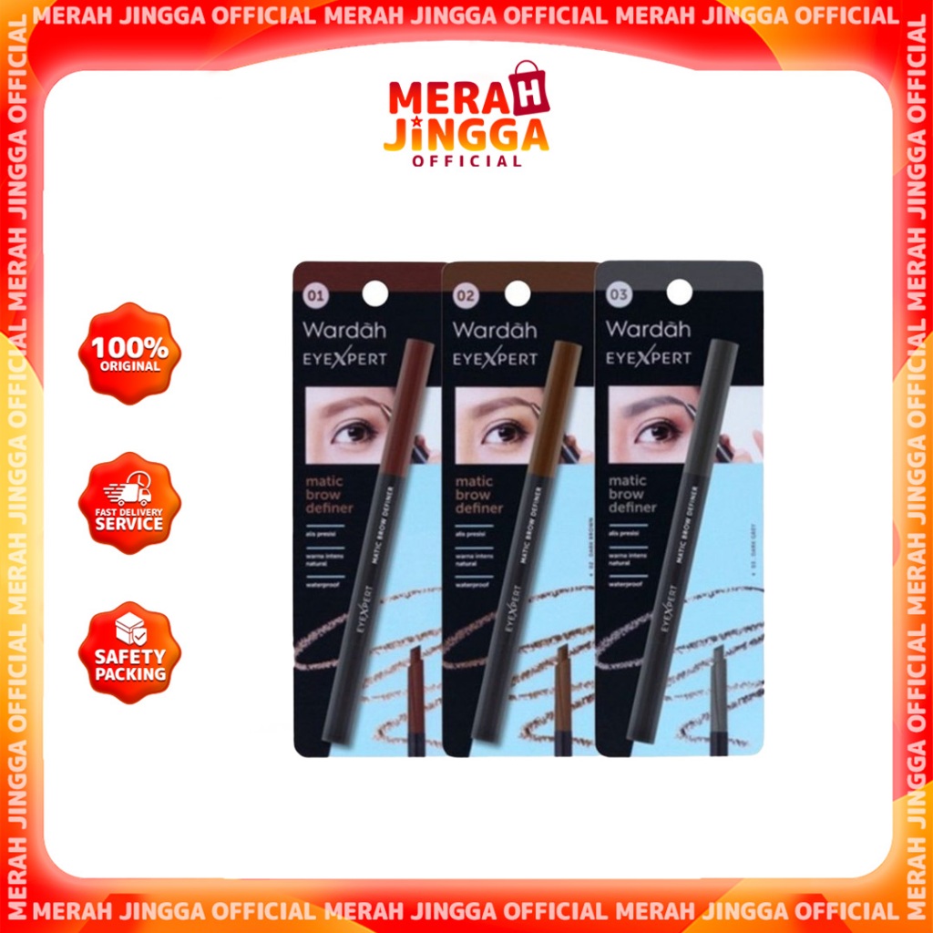BARU Wardah EyeXpert Matic Brow Definer - Pensil Alis Anti Air dan Tahan Lama | Merah Jingga Officia