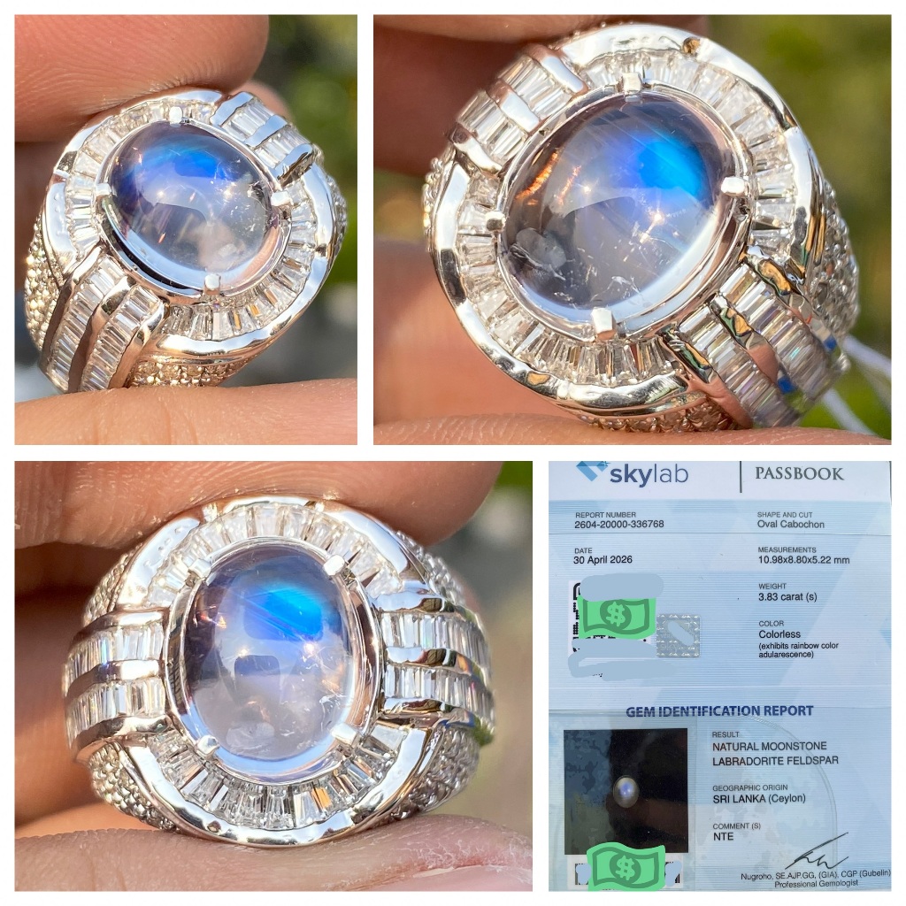 Natural 3.83ct moonstone biduri bulan srilanka ceylon