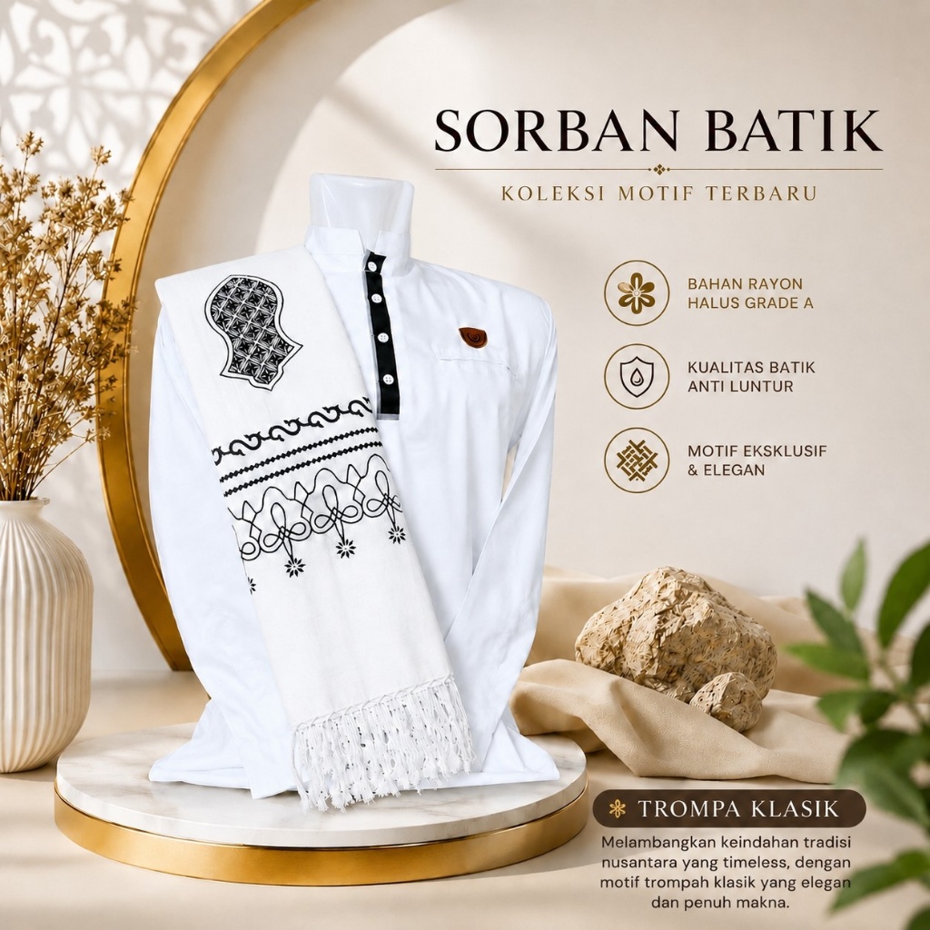 Sorban Muslim Premium | Sorban Pria Dewasa | Sorban Arab | Sorban Putih | Sorban Ibadah | Sorban Haj