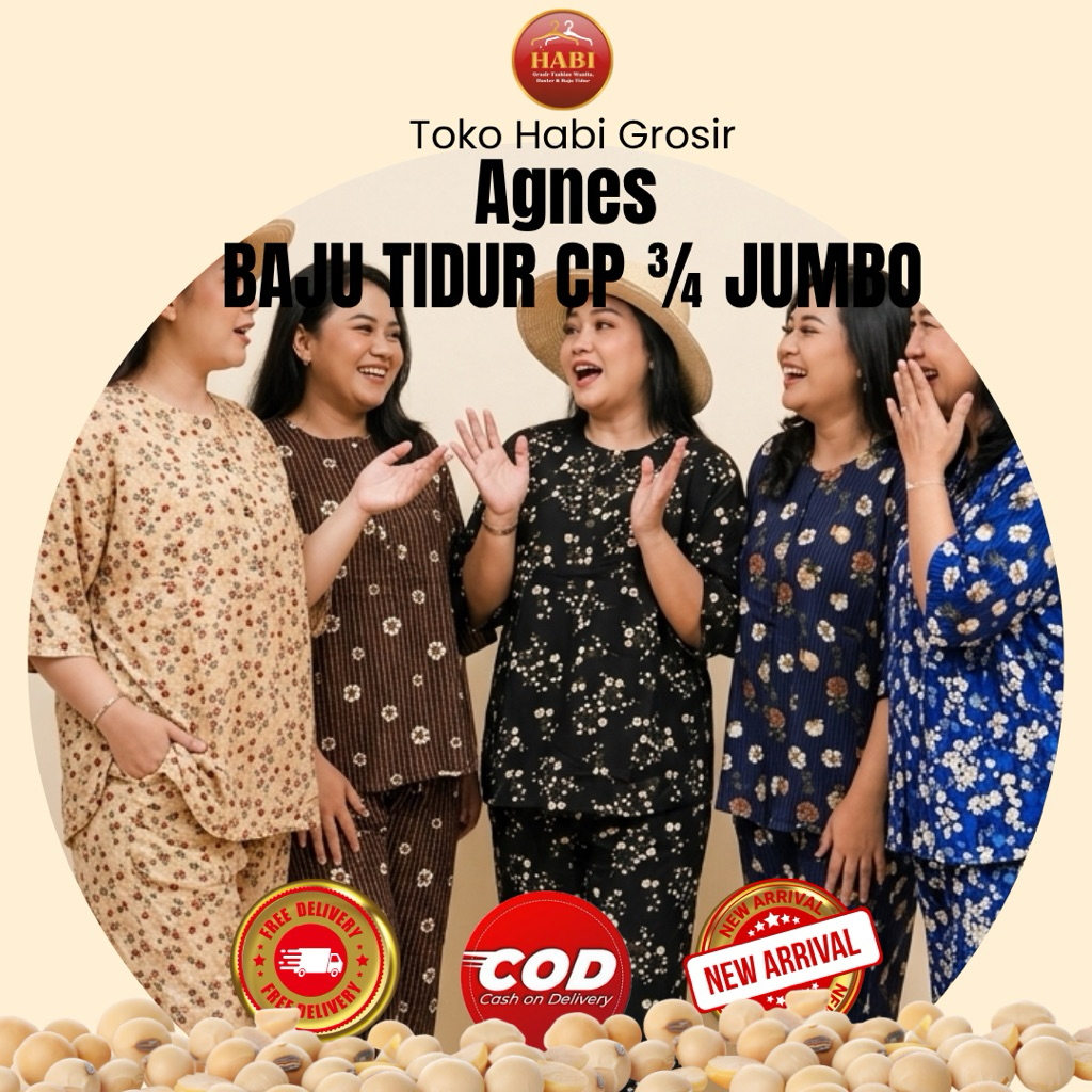 (102049) AGNES CP JUMBO 3/4 BAHAN RAYON/SETELAN KEKINIAN