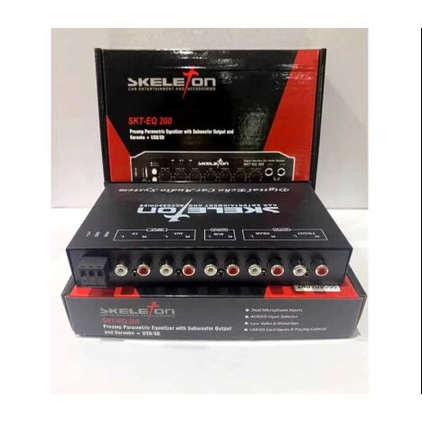 Skeleton SKT-EQ200 Preamp Parametric Equalizer Mobil USB | Digital Karaoke Audio System Dual Mic & S