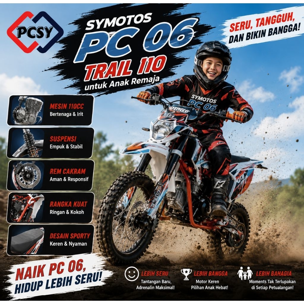 Trail Symotos 110cc premium dewasa kendaraan hobby tipe manual/ matic
