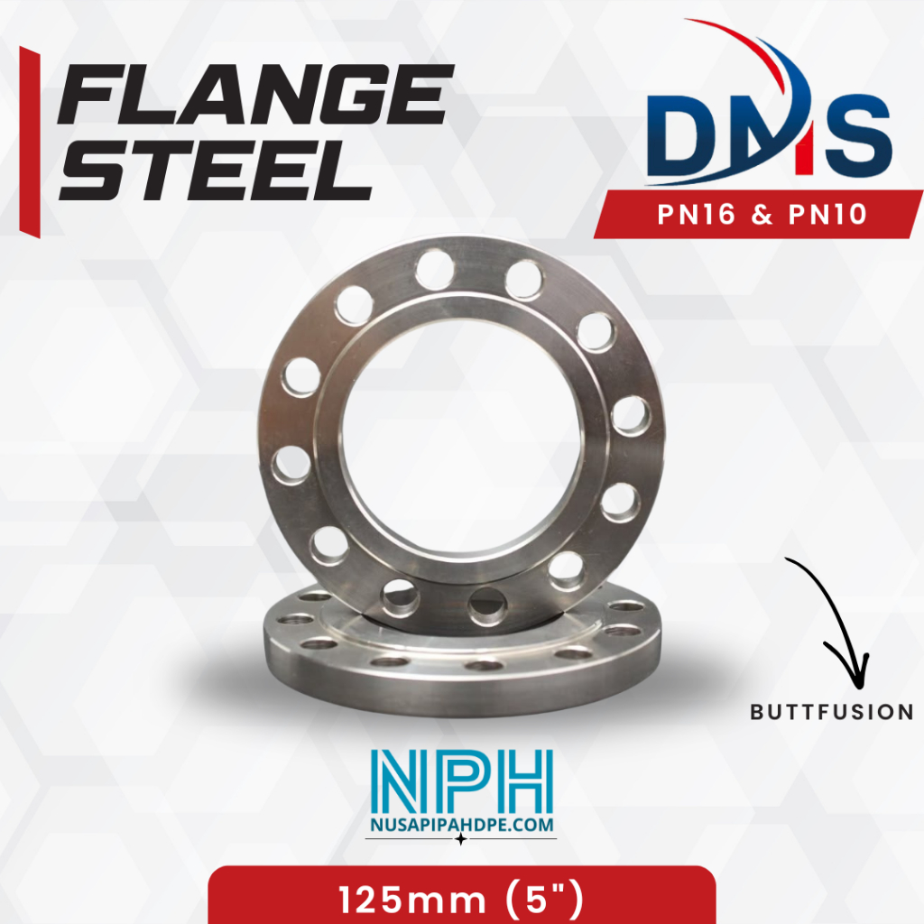 Flange Steel 125mm 5 Inch PN10 PN16 Backing Ring Besi Fitting Pipa HDPE Butt Fusion