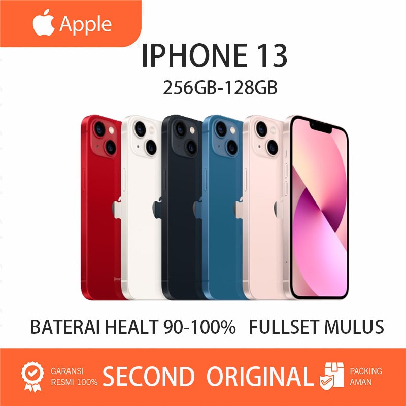 APPLE IPHONE 13 128GB/ 256GB SECOND ORIGINAL BEKAS FULLSET SECOND INTER WIFI ONLY LIKE NEW FULLSET
