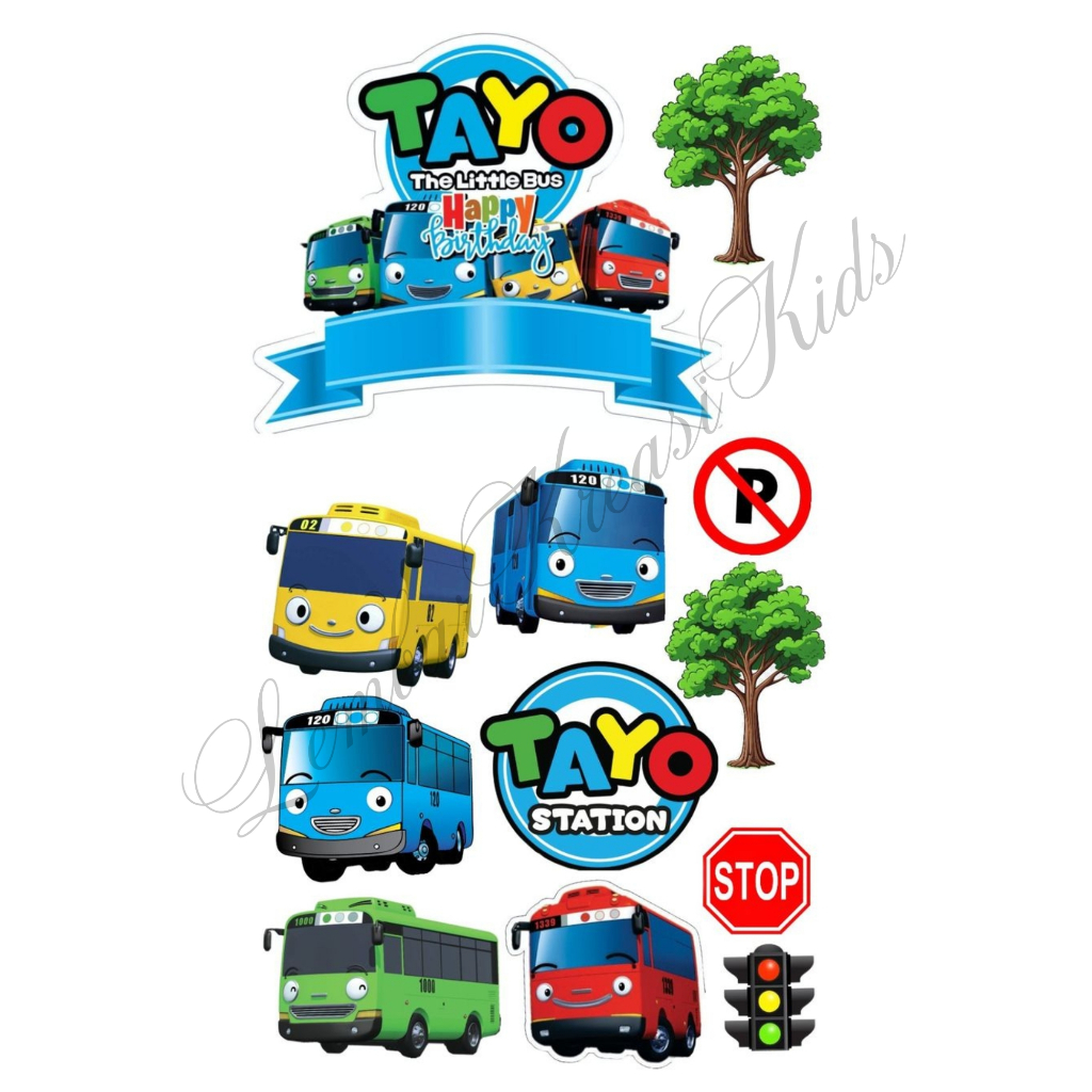 TOPPER BUS TAYO - TOPPER ULTAH - KUE - BUKET - HIASAN CAKE - BIRTHDAY
