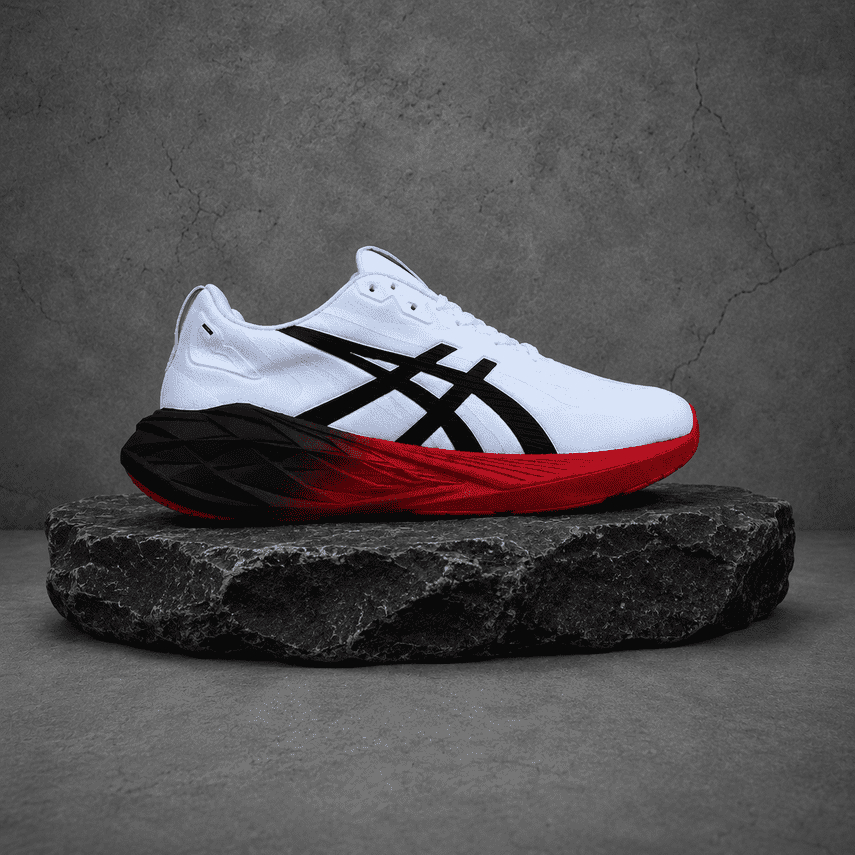 SEPATU ASICS WANITA WHITE BLACK RED