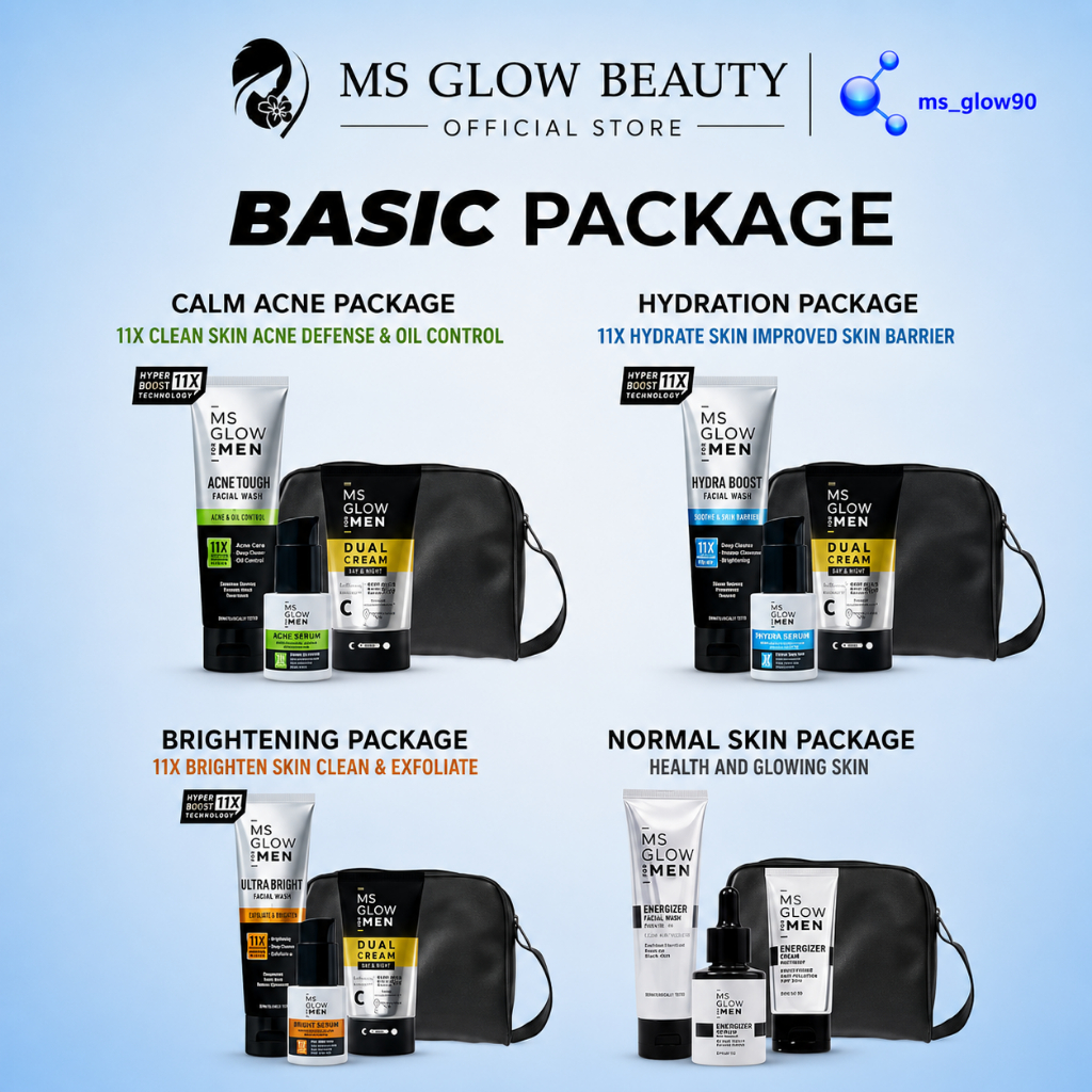 MS Glow For Men - New Variant Package / Paket Wajah Skincare Pria Membersihkan dan Mencerahkan Wajah
