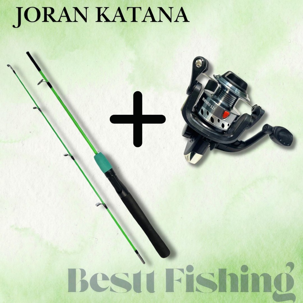 BESTT Joran Set Pancing Sambung 2 Lentur Udang BB dengan Reel Gratis Benang