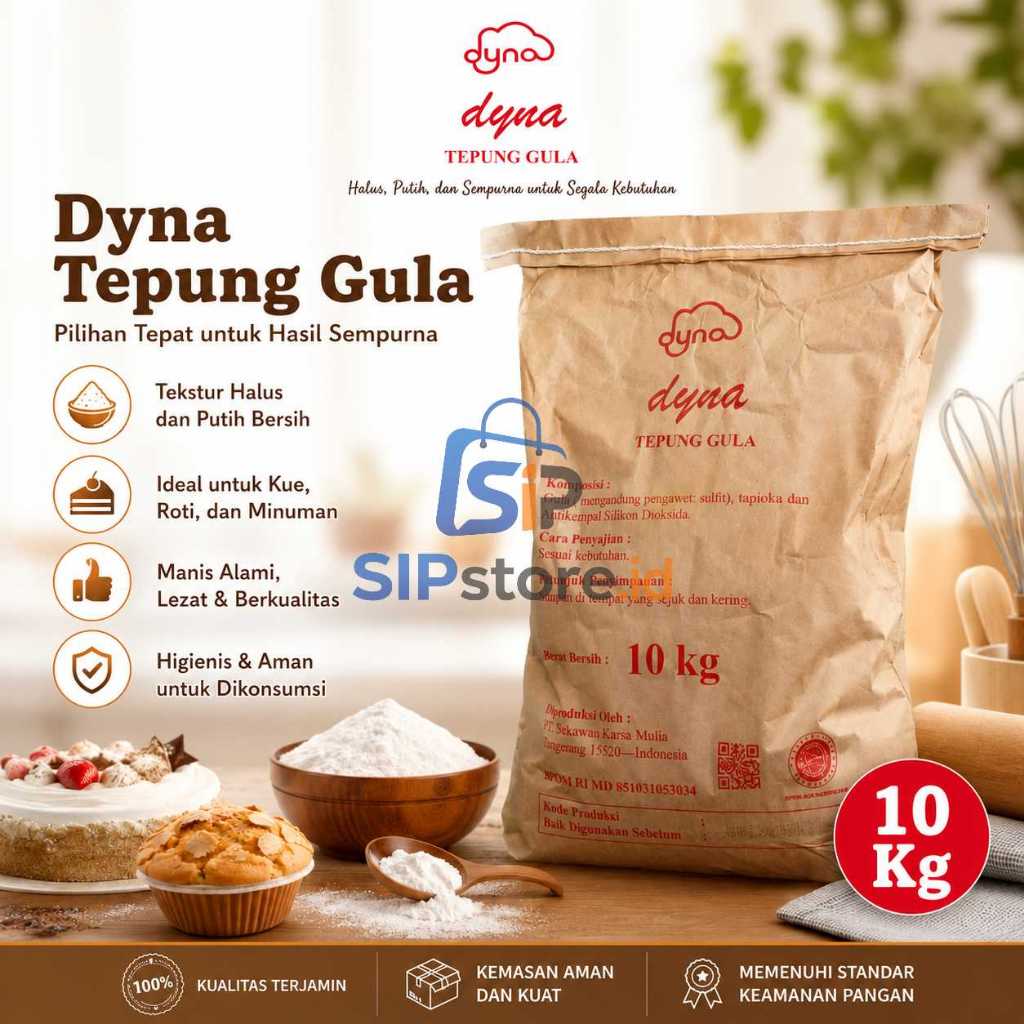 Gula Halus Dyna Icing Sugar Powder Premium Taburan Kue Donat Campuran Adonan Bakery Karung Grosir 10
