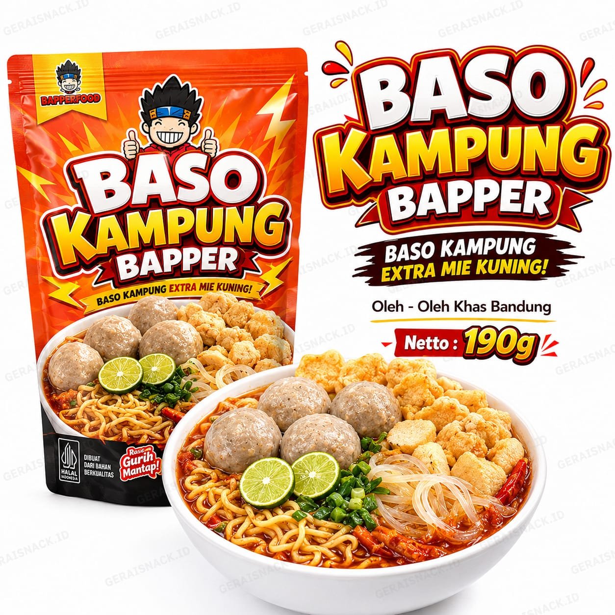 Baso Kampung Bapper Komplit Extra Mie Kuning Khas Bandung 190g