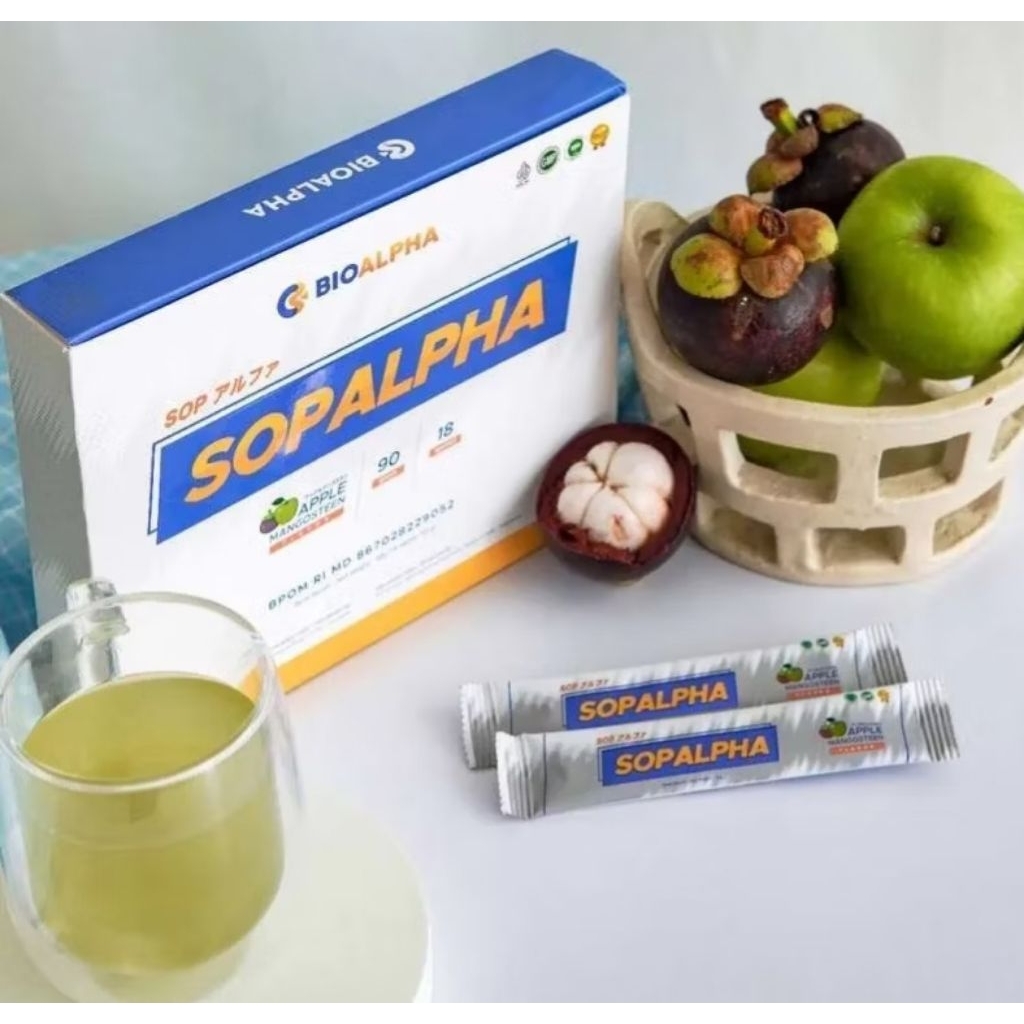 SOPALPHA Original 1 Box isi 18 Sachet Minuman Serbuk Kesehatan Jantung Diabetes Kolestrol sopalpha A
