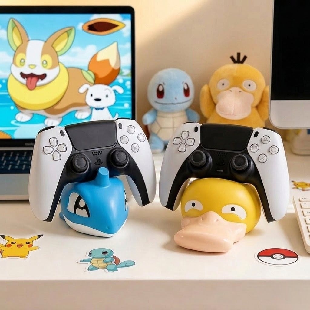 Game Controller Stand Pokemon Psyduck Lapras Konsol ps5 ps4 Aksesoris Hiasan Meja Dekorasi