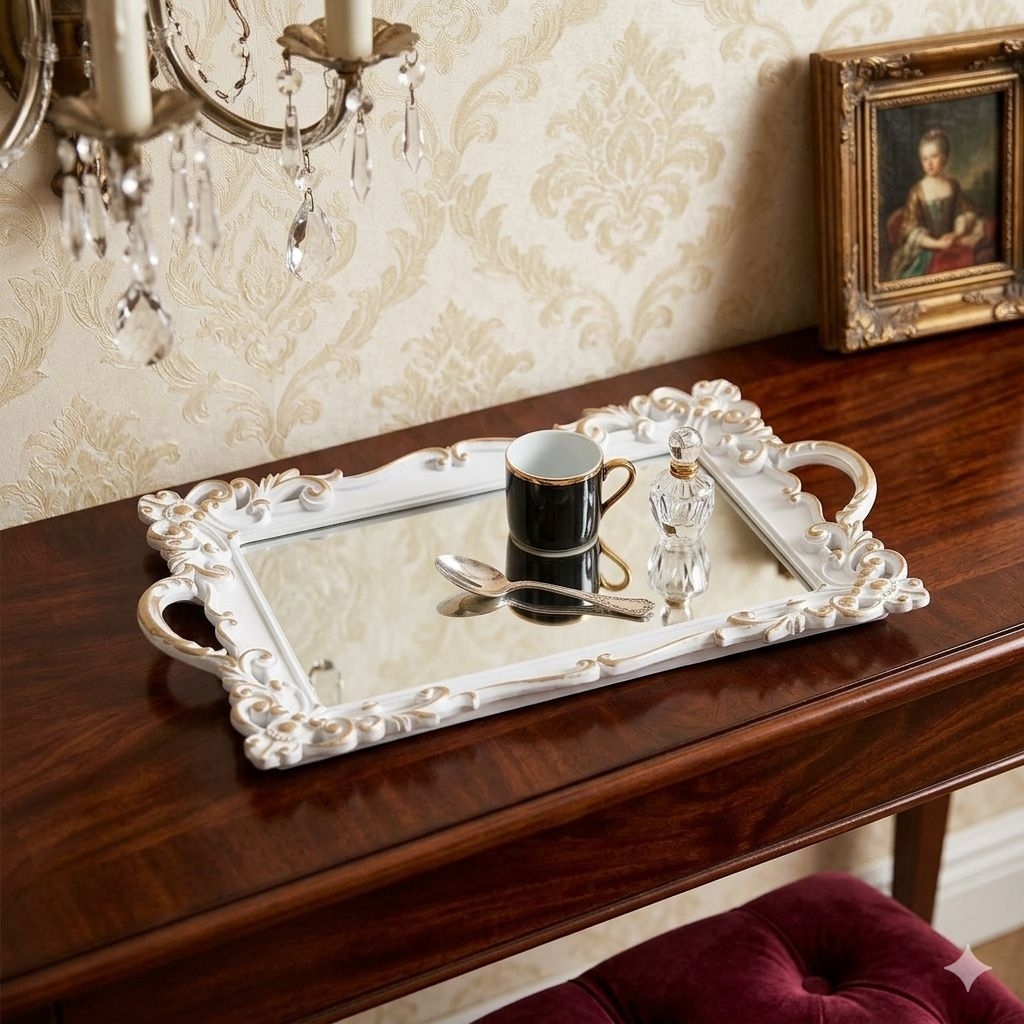 Gold Tray Kaca Gold Baki Kaca Mewah Nampan Kaca Turki Turkey Putih White Pink Tosca Hijau Hitam Blac