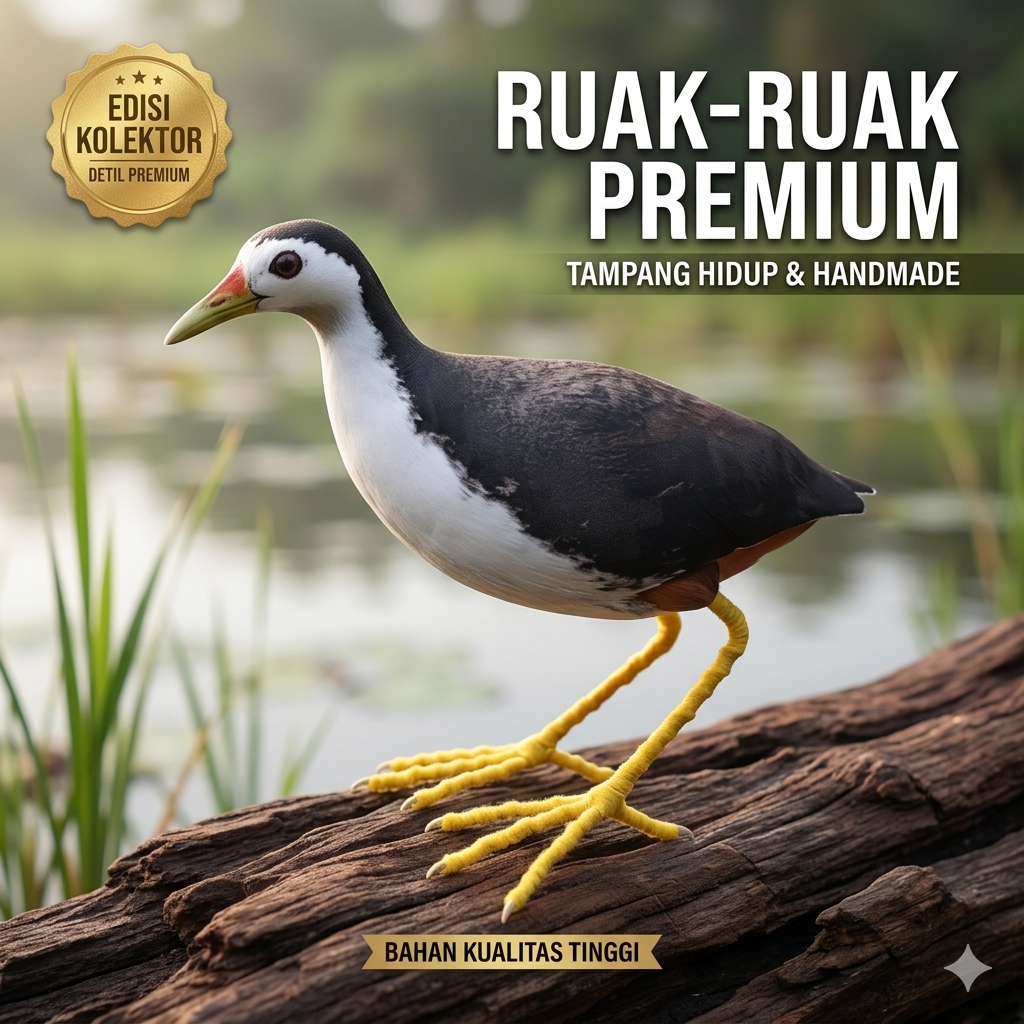 Patung Burung Ruak Ruak - Desain Realistis, Bahan Tahan Air, Ukuran Asli
