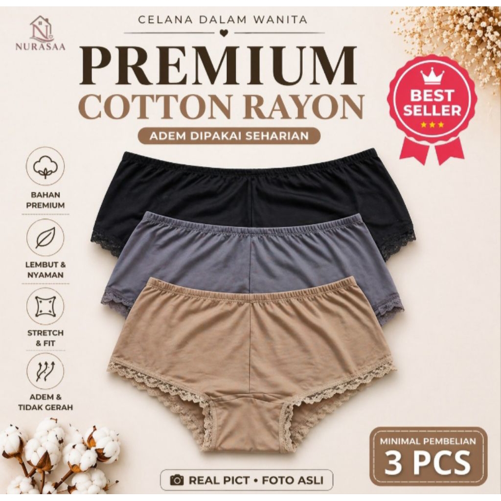 CD UNDERWAER MOCCA - CD Jupe - Celana Dalam Wanita Premium Hitam | CD Renda Boxer Segiempat | Cd wan