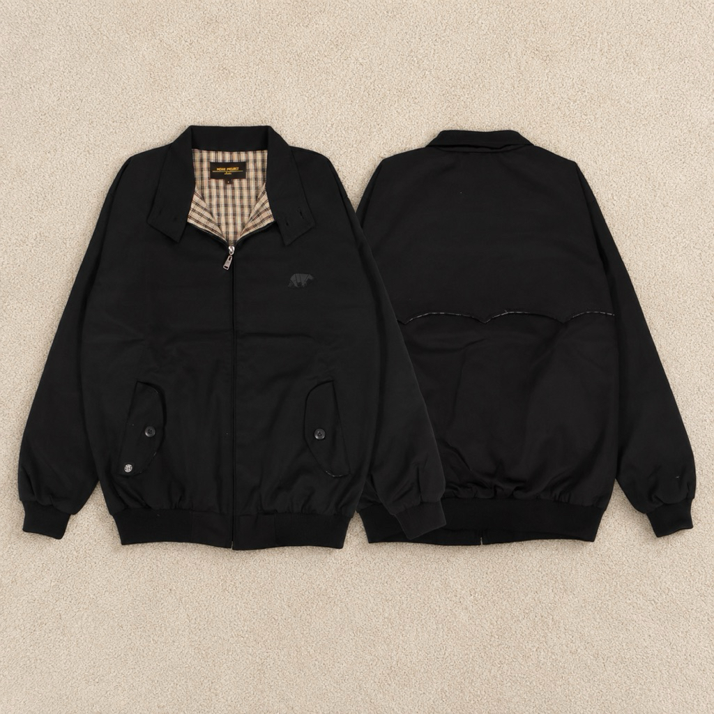 WOLV ORIGINAL Jacket Harrington Canvas Jumbo Pria - Jaket Vintage Harrington Black