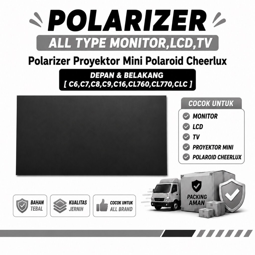 Polarizer Proyektor Mini Polaroid Cheerlux Depan & Belakang [C6,C7,C8,C9,C16,CL760,CL770,CLC]