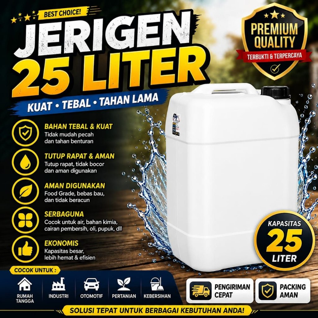 JERIGEN 25 LITER | JELIKEN | KOMPAN PUTIH | KOKANG | DERIGEN | DIRIGEN | JERIKEN BEKAS 90% BAHAN TEB