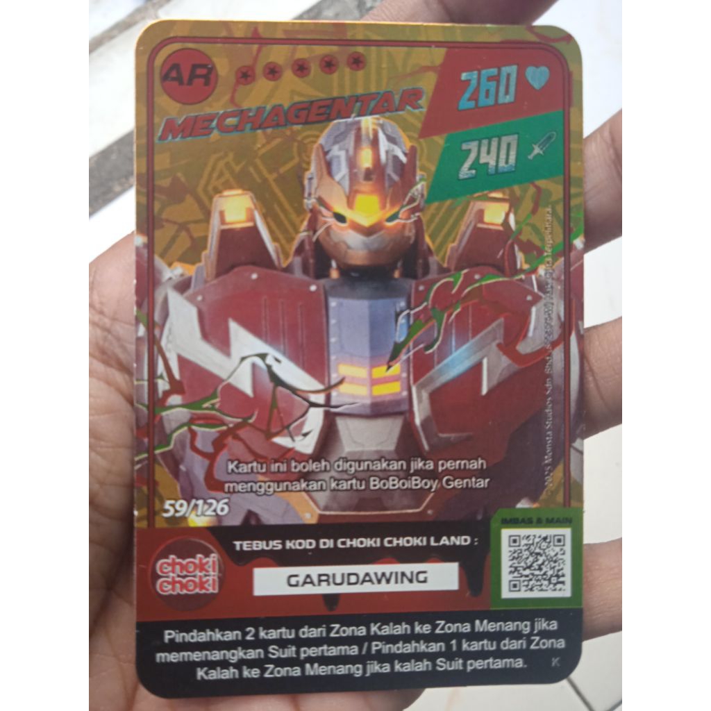 kartu boboiboy ar mechagentar choki choki