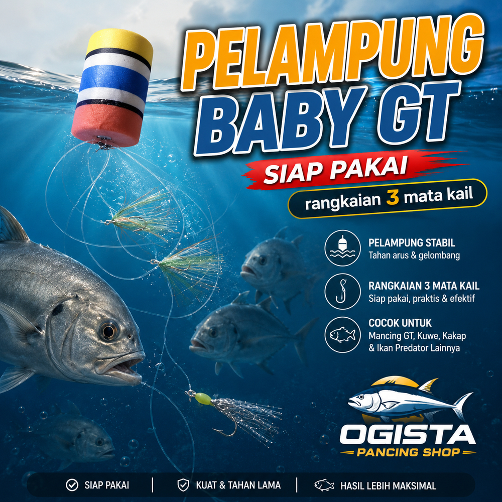 PELAMPUNG SABIKI BABY GT 3 RANGKAIAN MATA KAIL SIAP PAKAI AMIS DAN GACOR CASTING MUARA DAN LAUT