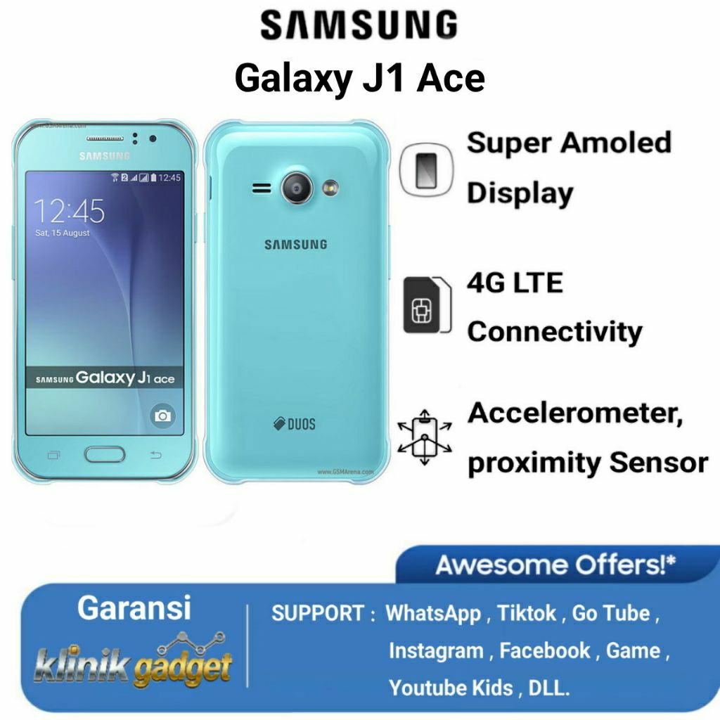 SAMSUNG J1 ACE ORIGINAL 4G LTE Normal Siap Pakai Handphone Bekas Berkualitas Promo