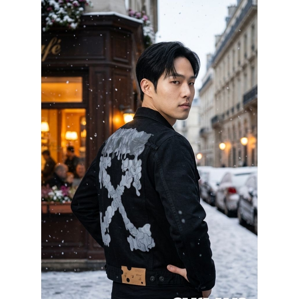 Off-White Arrow Marker Slim Denim Jacket Black VERY LUXURY
